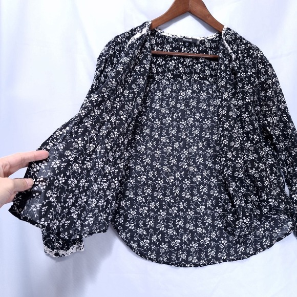 Madewell Print-Mix Meadow Shirt XXS Black Floral Button Front Blouse Cottagecore - Picture 3 of 10